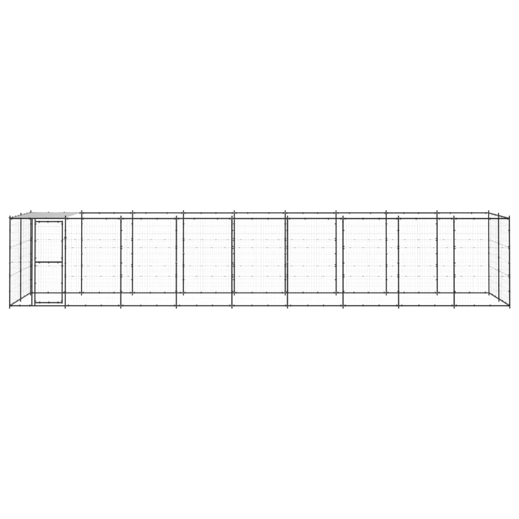 Outdoor Dog Kennel Steel with Roof 21.78 m?