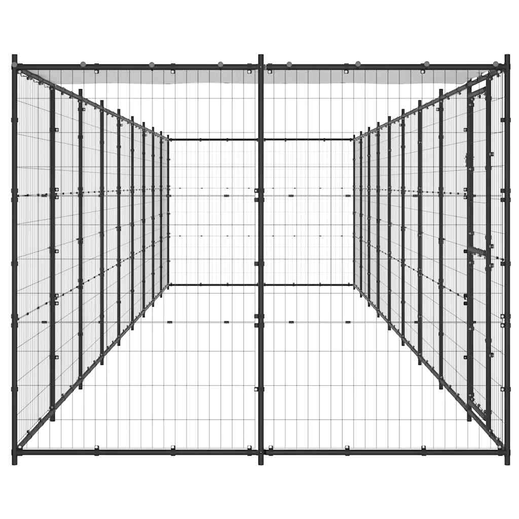 Outdoor Dog Kennel Steel with Roof 21.78 m?