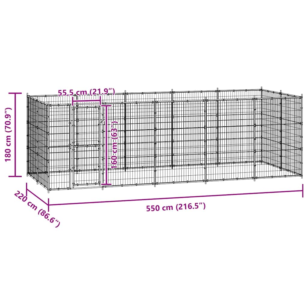 Outdoor Dog Kennel Steel 12,1 m²