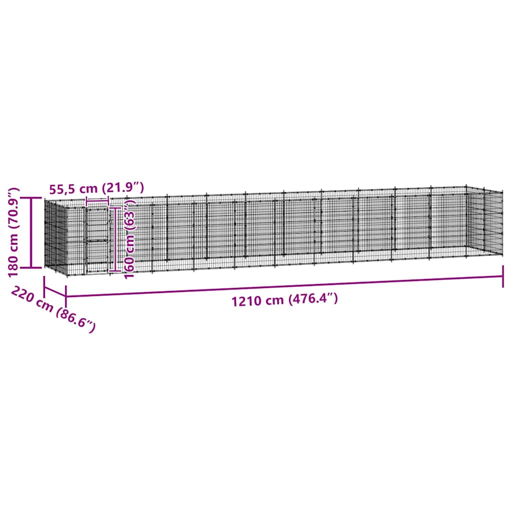 Outdoor Dog Kennel Steel 26,62 m²