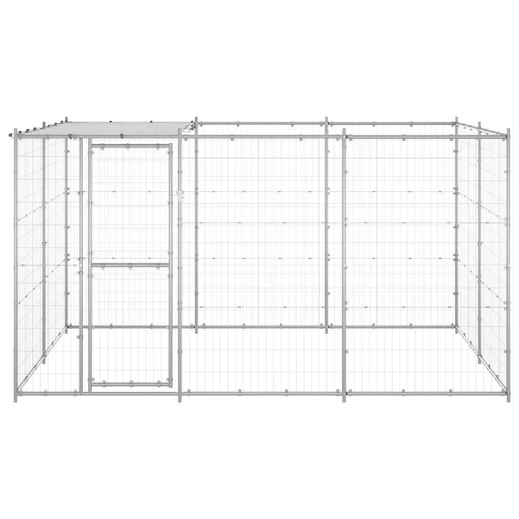 Outdoor Dog Kennel Galvanised Steel with Roof 7,26 m²