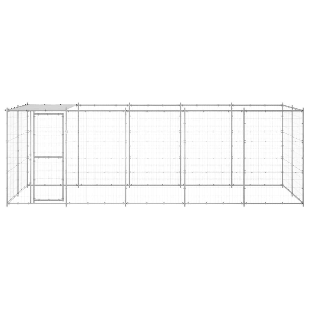 Outdoor Dog Kennel Galvanised Steel with Roof 12,1 m²