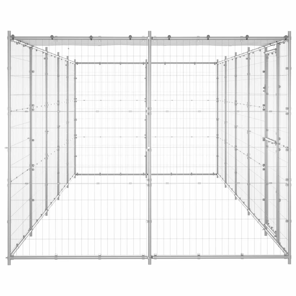 Outdoor Dog Kennel Galvanised Steel with Roof 12,1 m²