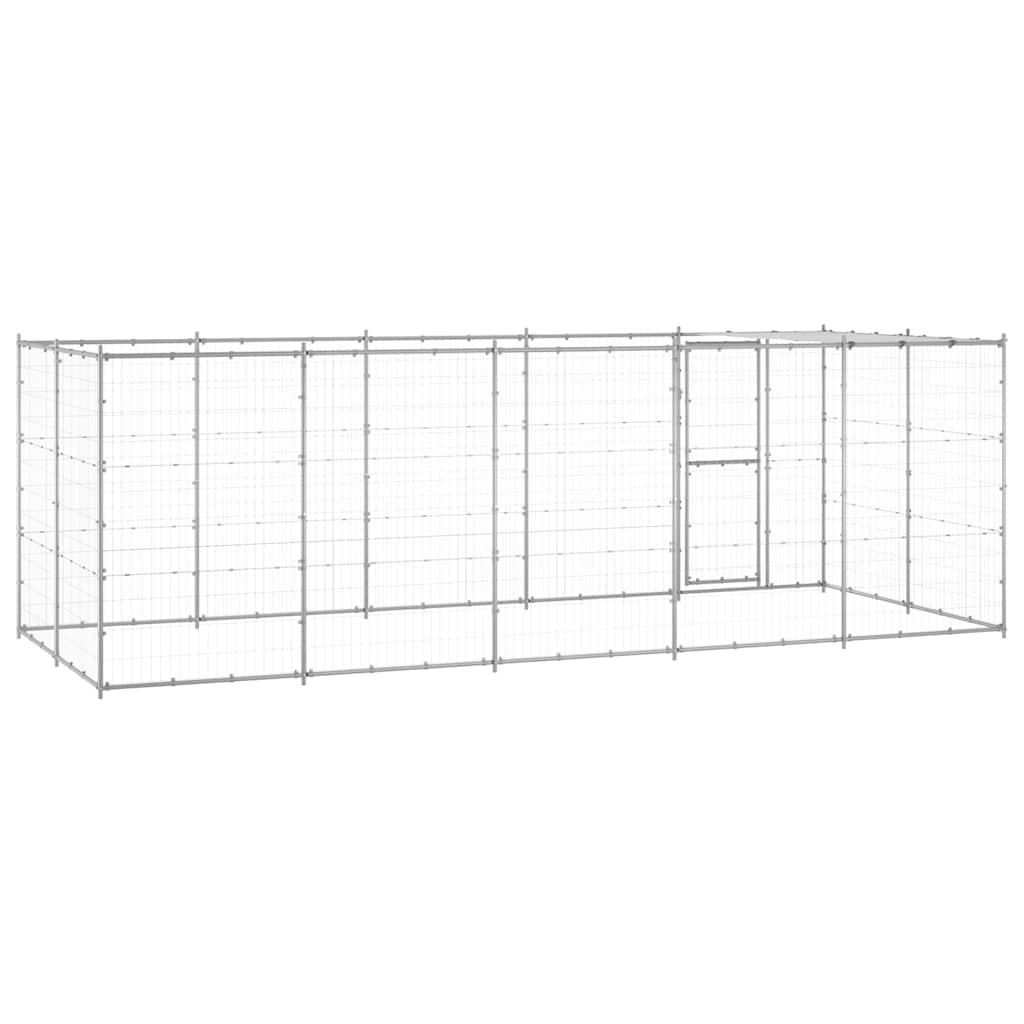Outdoor Dog Kennel Galvanised Steel with Roof 12,1 m²