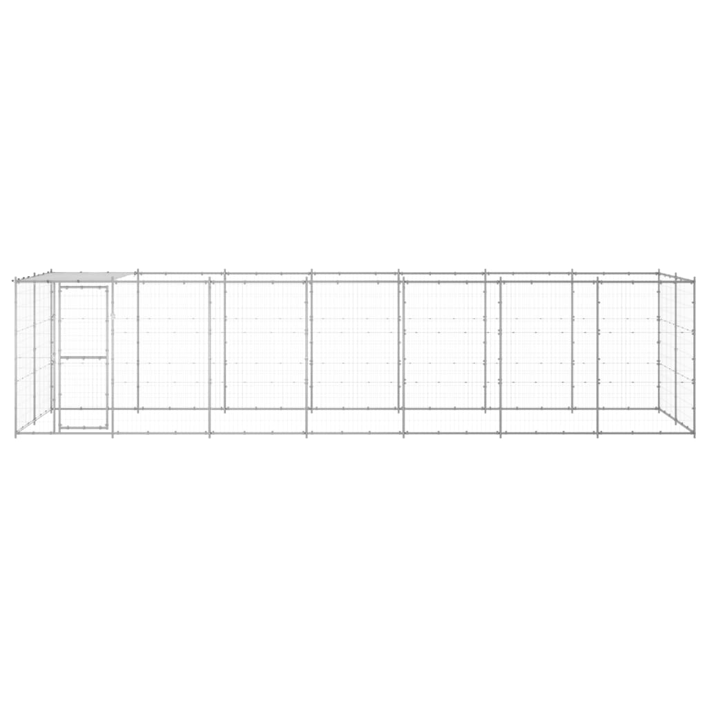 Outdoor Dog Kennel Galvanised Steel with Roof 16.94 m?
