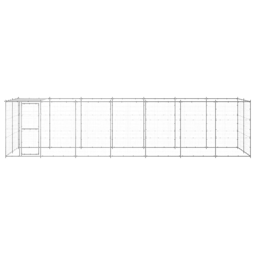 Outdoor Dog Kennel Galvanised Steel with Roof 16.94 m?