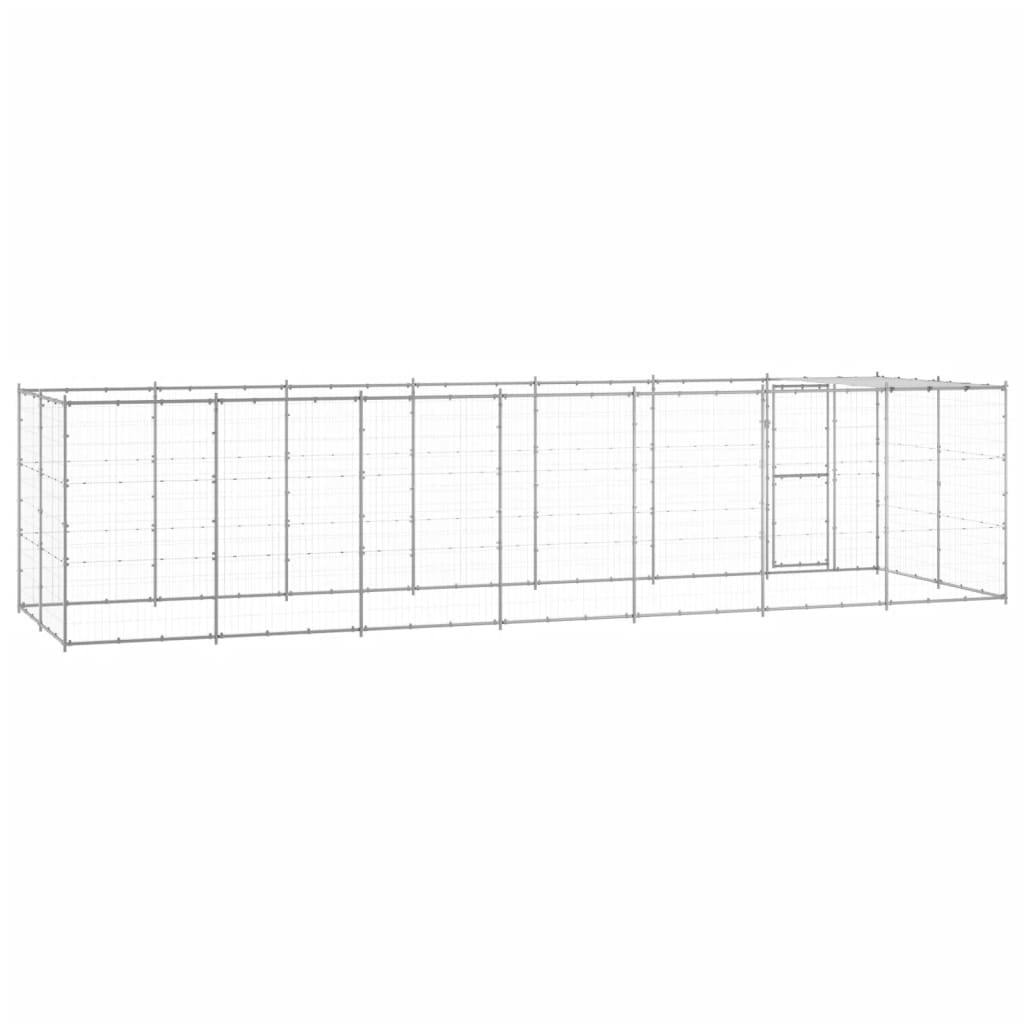Outdoor Dog Kennel Galvanised Steel with Roof 16.94 m?
