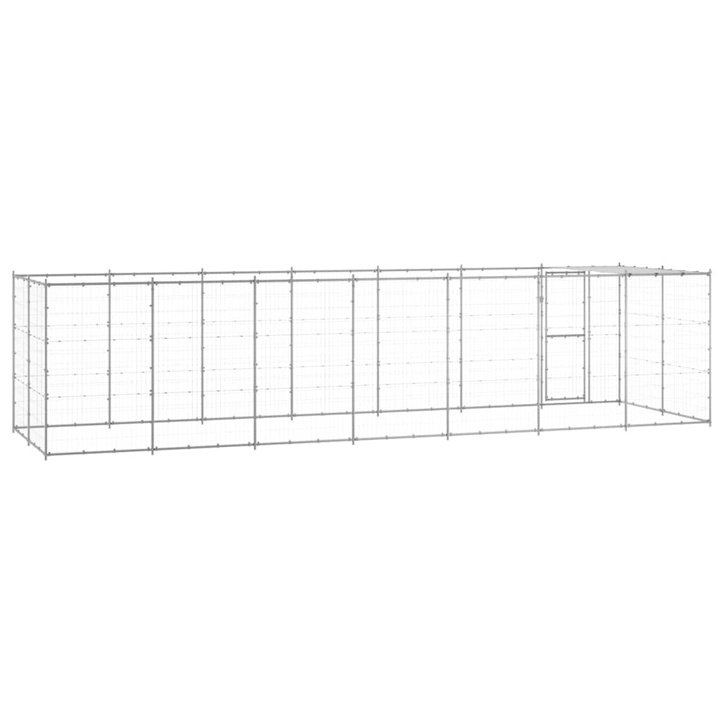 Outdoor Dog Kennel Galvanised Steel with Roof 16.94 m?