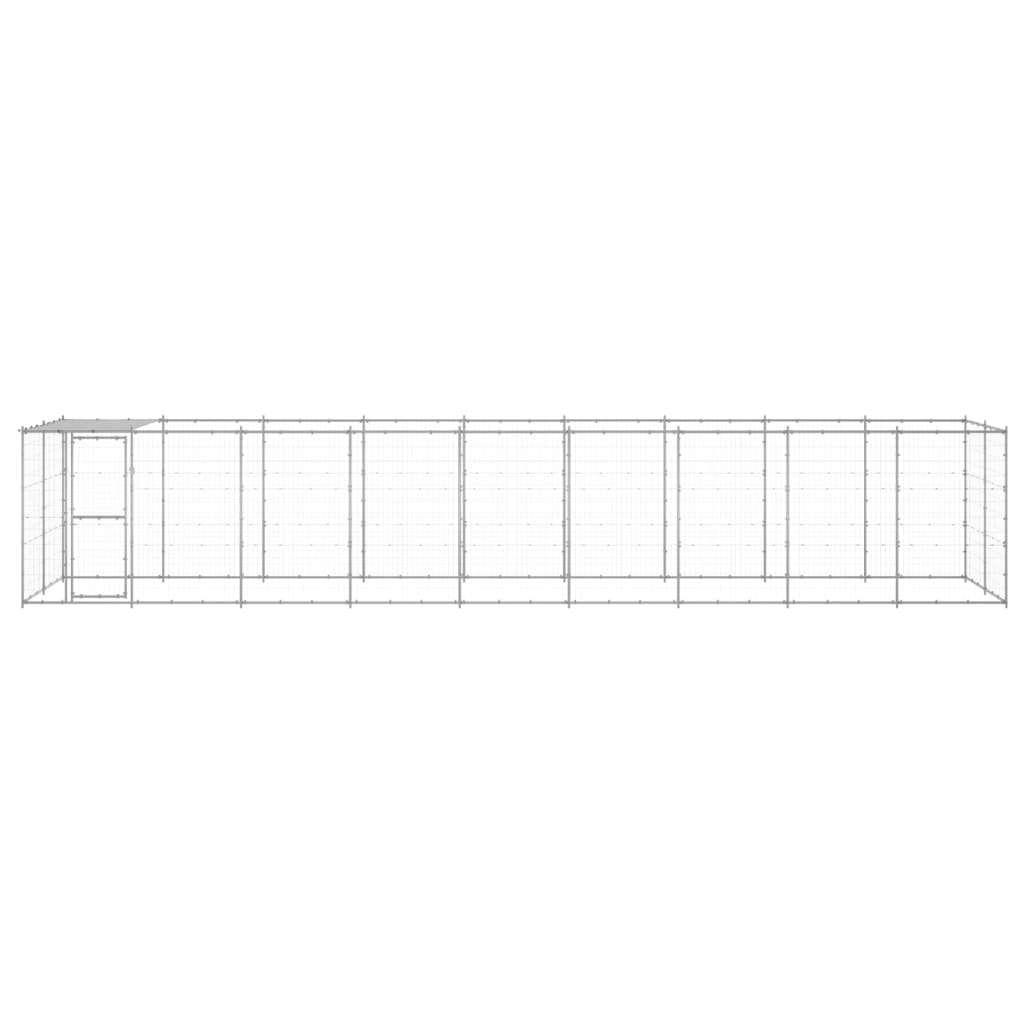 Outdoor Dog Kennel Galvanised Steel with Roof 21.78 m?