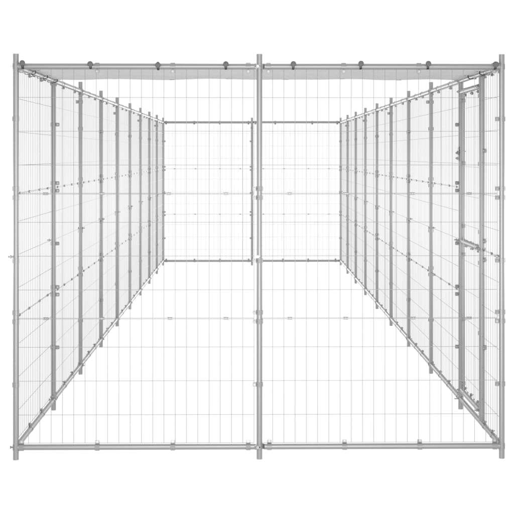 Outdoor Dog Kennel Galvanised Steel with Roof 21.78 m?
