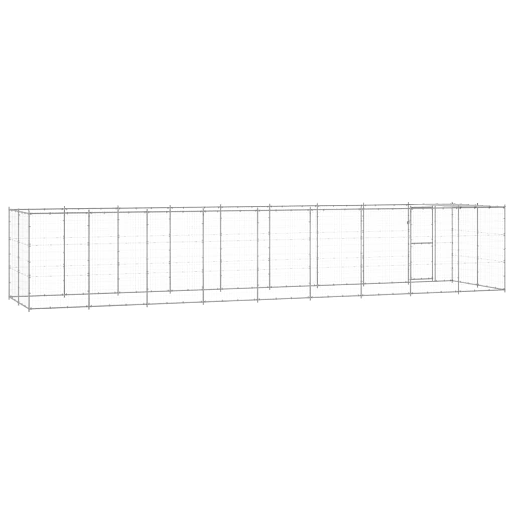 Outdoor Dog Kennel Galvanised Steel with Roof 21.78 m?