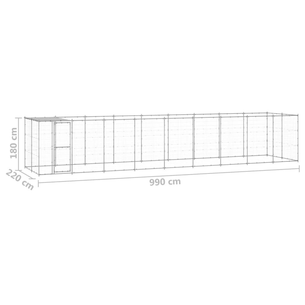 Outdoor Dog Kennel Galvanised Steel with Roof 21.78 m?