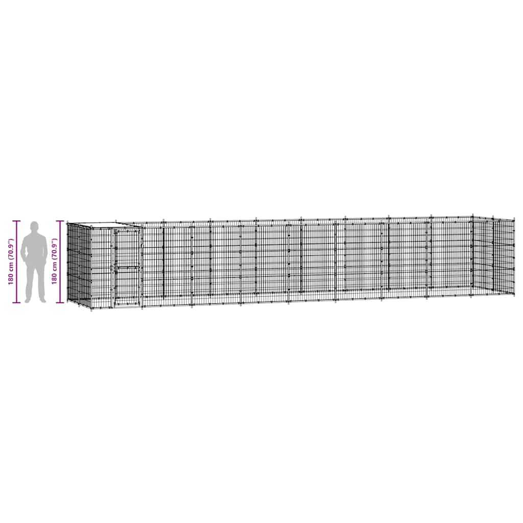 Outdoor Dog Kennel Galvanised Steel with Roof 21.78 m?