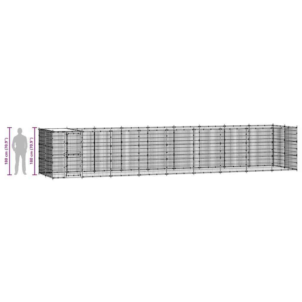 Outdoor Dog Kennel Galvanised Steel with Roof 21,78 m²