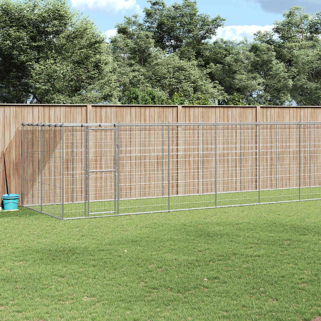 Outdoor Dog Kennel Galvanised Steel with Roof 21,78 m²
