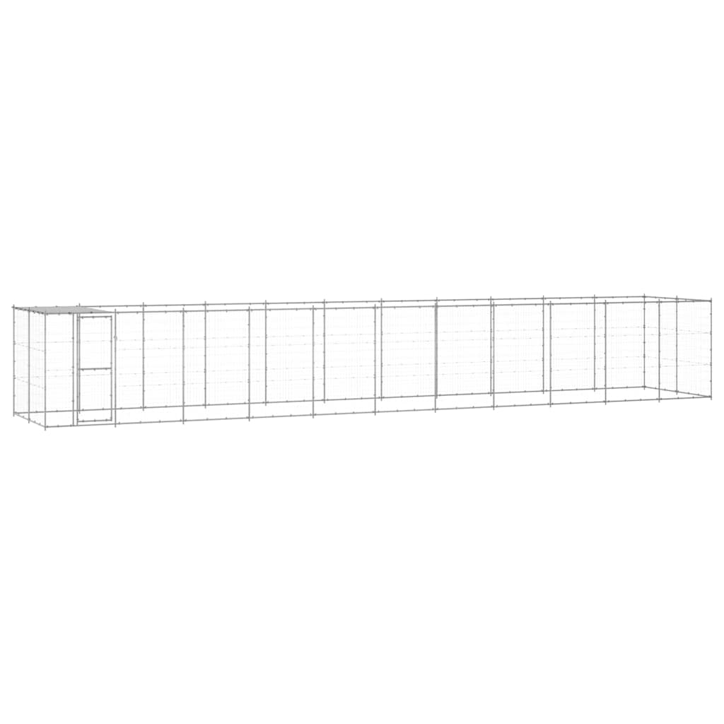 Outdoor Dog Kennel Galvanised Steel with Roof 26,62 m²