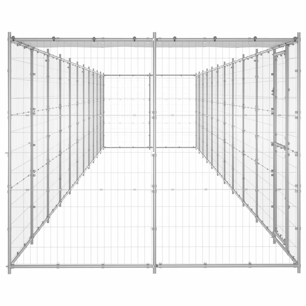 Outdoor Dog Kennel Galvanised Steel with Roof 26,62 m²