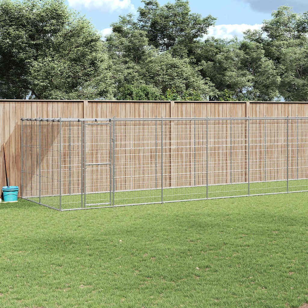 Outdoor Dog Kennel Galvanised Steel with Roof 26,62 m²