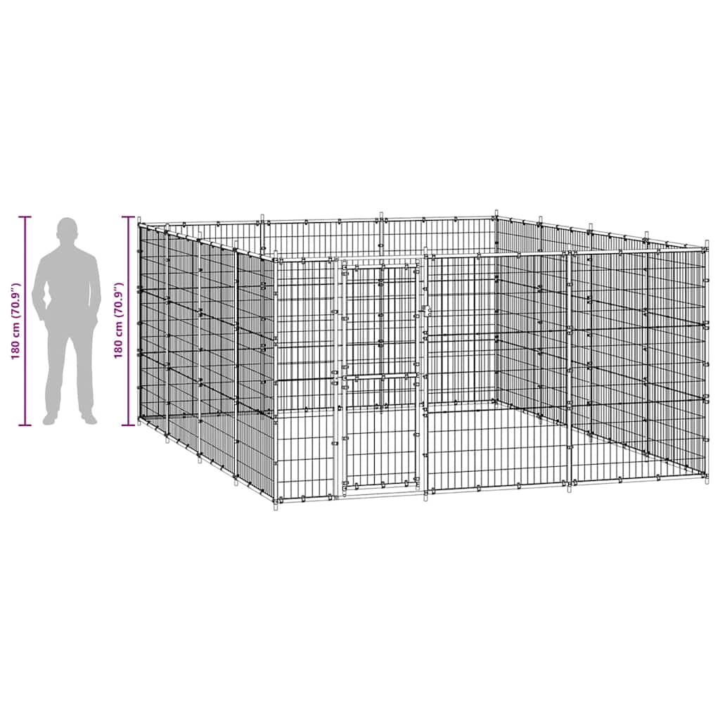 Outdoor Dog Kennel Steel 14.52 m?