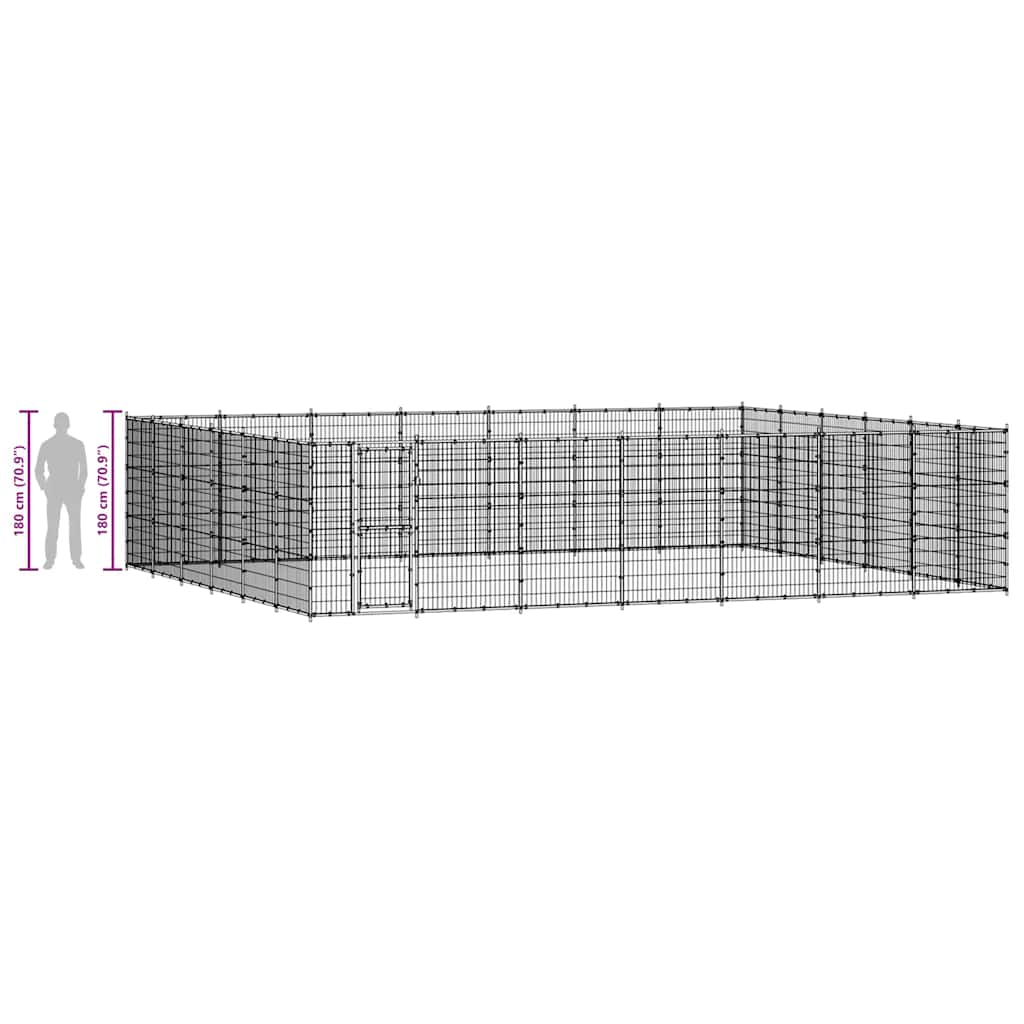 Outdoor Dog Kennel Steel 50.82 m?