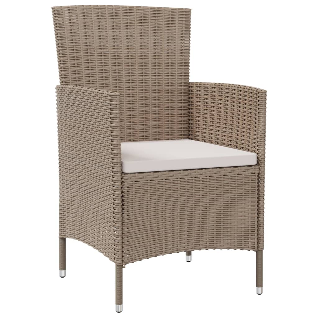 Garden Chairs with Cushions 2 pcs Poly Rattan Beige