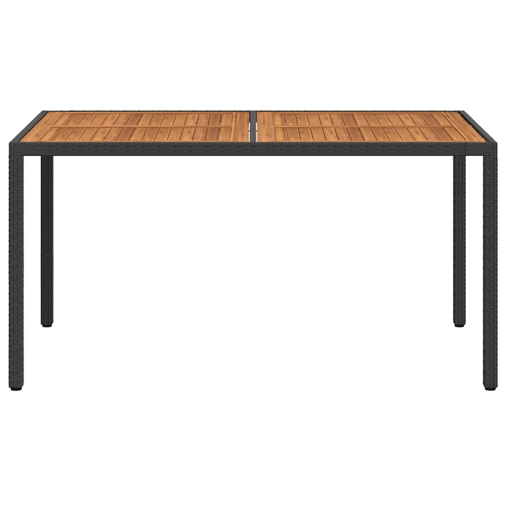 Garden Table 150x90x75 cm Poly Rattan and Acacia Wood Black