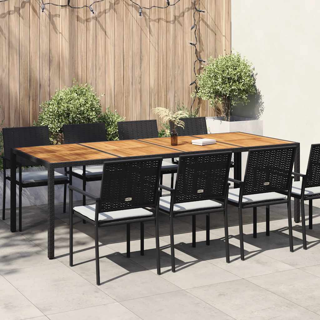 Garden Table Black 250x100x75 cm Poly Rattan