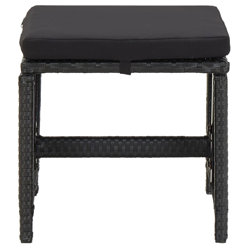 Garden Stools 4 pcs with Cushions Poly Rattan Black