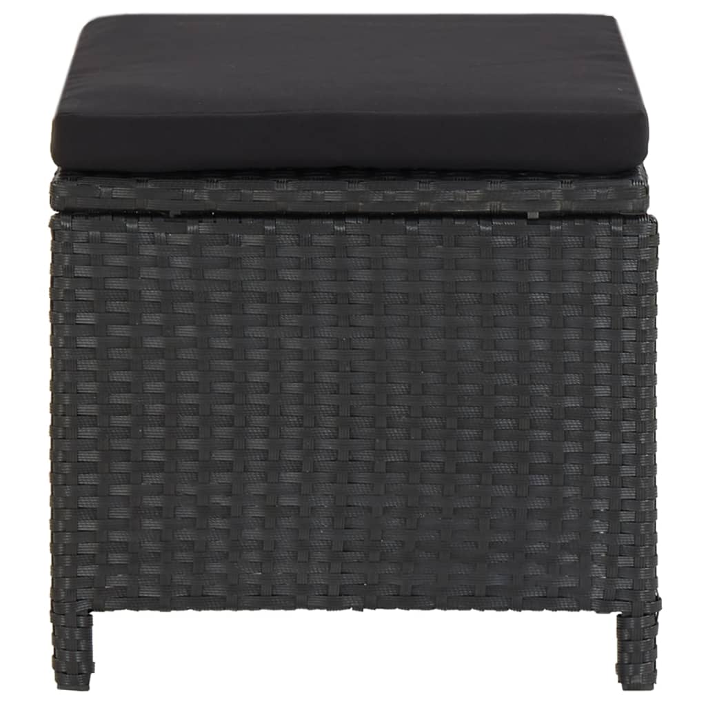 Garden Stools 4 pcs with Cushions Poly Rattan Black