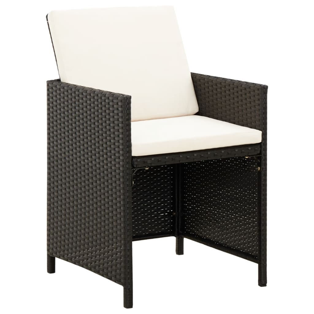 4 Piece Garden Chair and Stool Set Poly Rattan Black