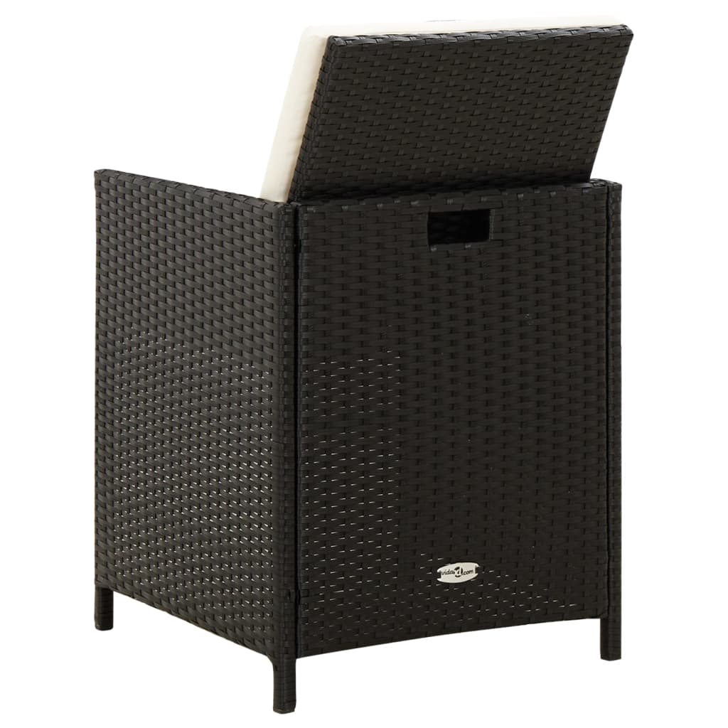 4 Piece Garden Chair and Stool Set Poly Rattan Black