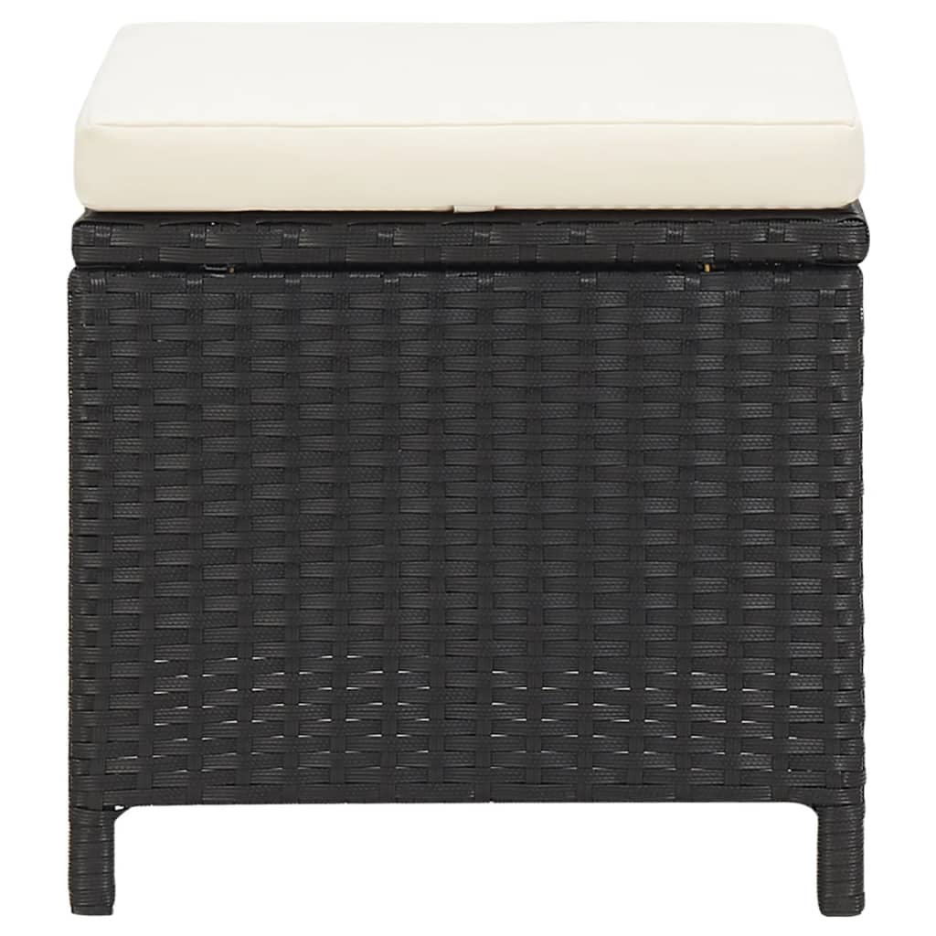 4 Piece Garden Chair and Stool Set Poly Rattan Black