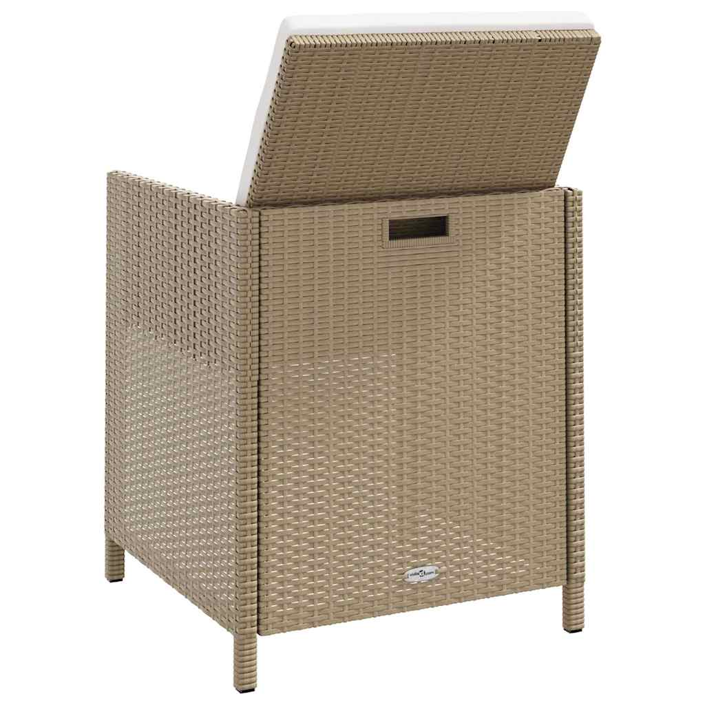 Garden Chairs with Cushions 4 pcs Poly Rattan Beige
