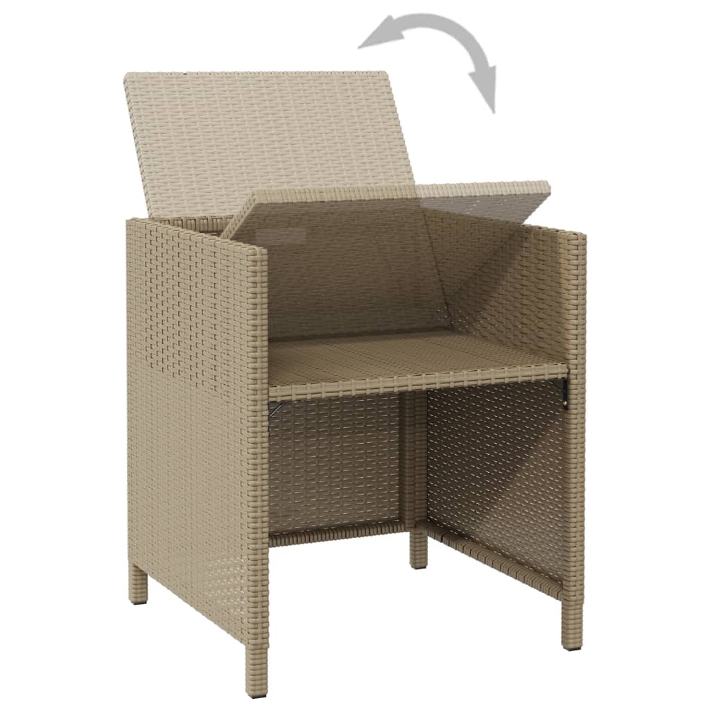 Garden Chairs with Cushions 4 pcs Poly Rattan Beige