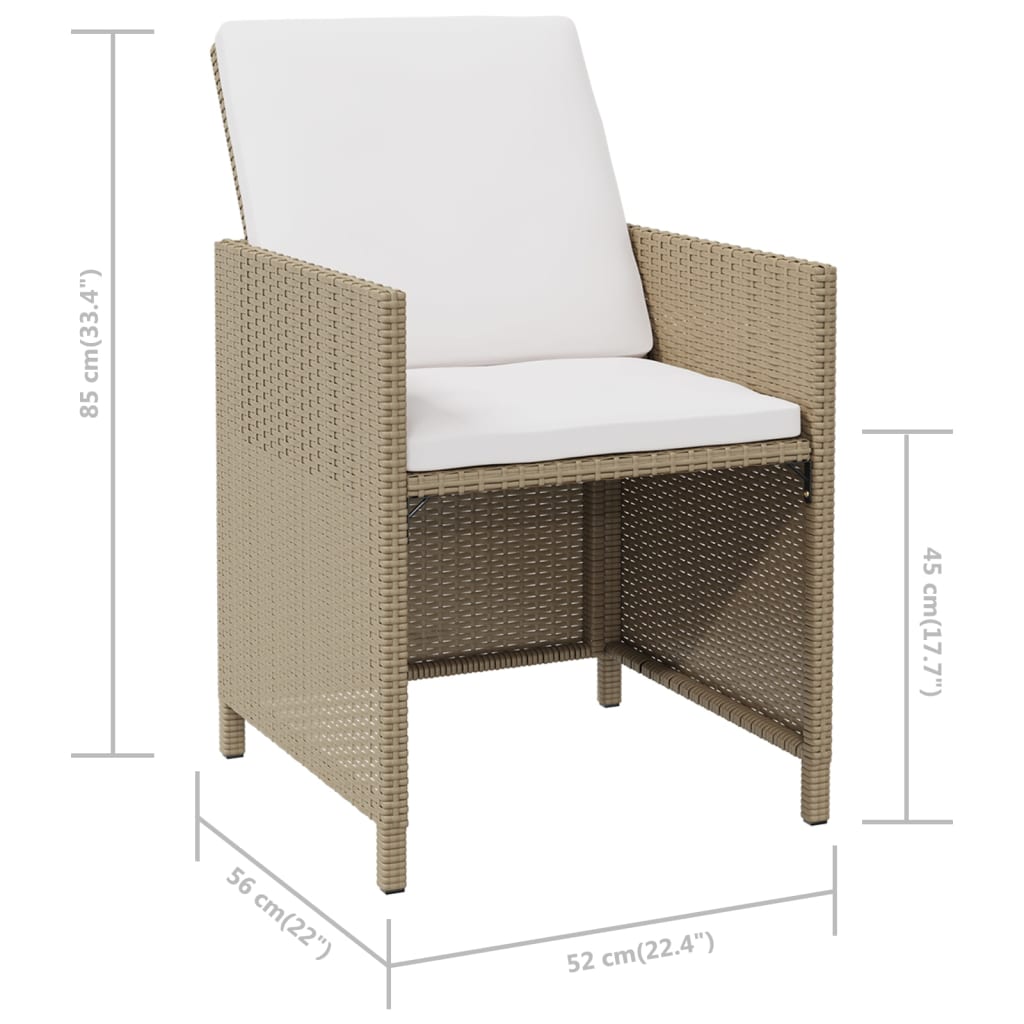 Garden Chairs with Cushions 4 pcs Poly Rattan Beige