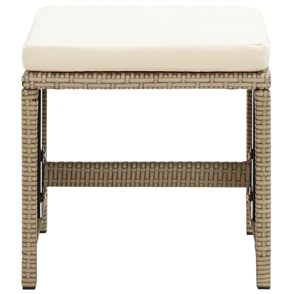 Garden Chairs with Stools 2 pcs Poly Rattan Beige