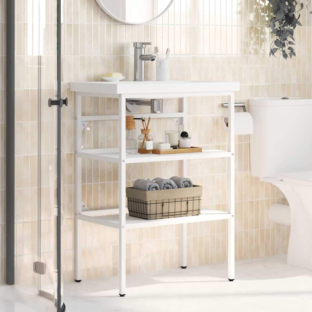 Bathroom Washbasin Frame White 59x38x83 cm Iron