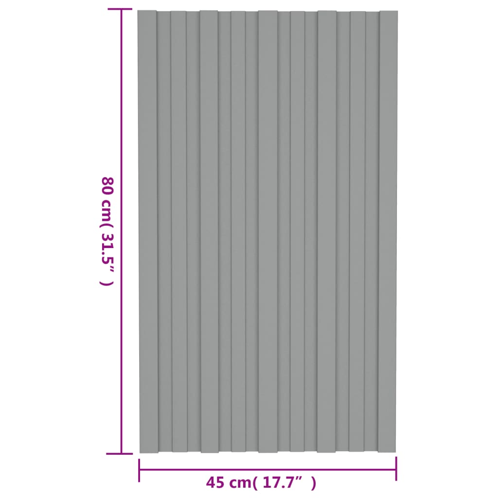 Roof Panels 36 pcs Galvanised Steel Grey 80x45 cm