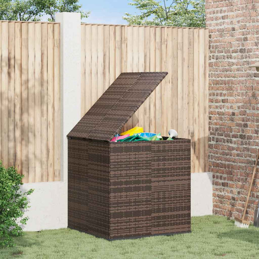 Garden Cushion Box PE Rattan 100x97.5x104 cm Brown