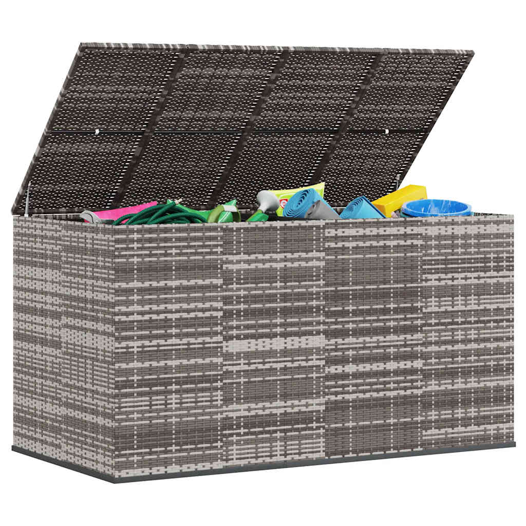Garden Cushion Box PE Rattan 194x100x103 cm Grey