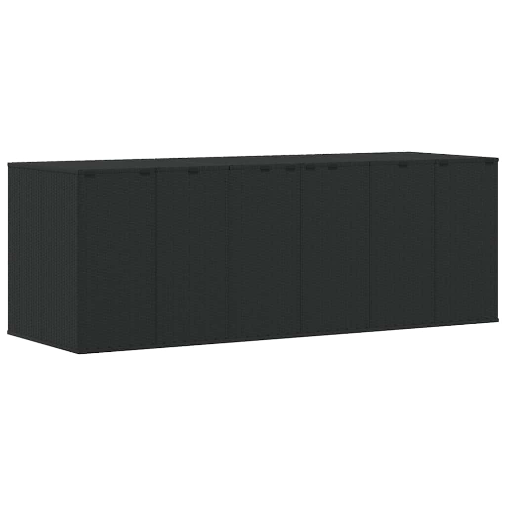 Garden Cushion Box PE Rattan 291x100.5x104 cm Black