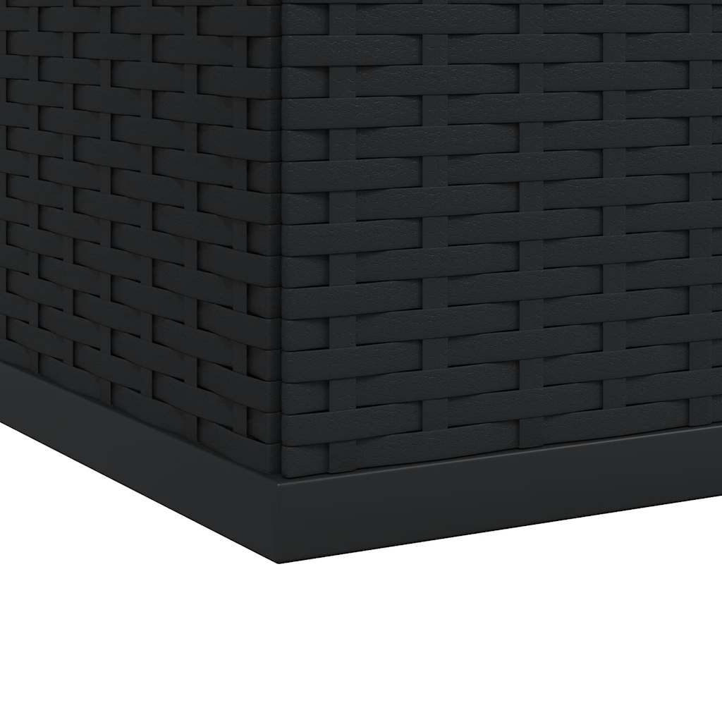 Garden Cushion Box PE Rattan 291x100.5x104 cm Black