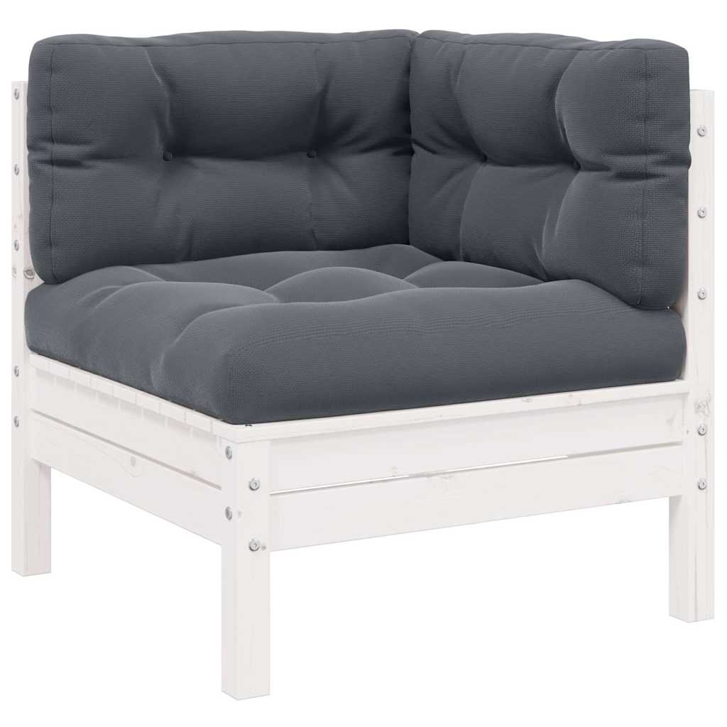 Garden Corner Sofa with Cushions White Solid Pinewood