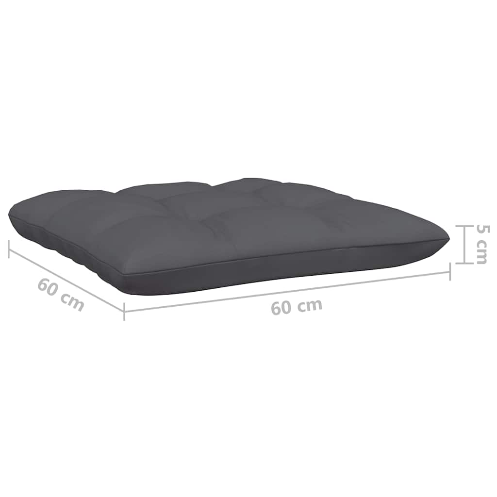 Garden Footstool with Anthracite Cushion Black Solid Pinewood