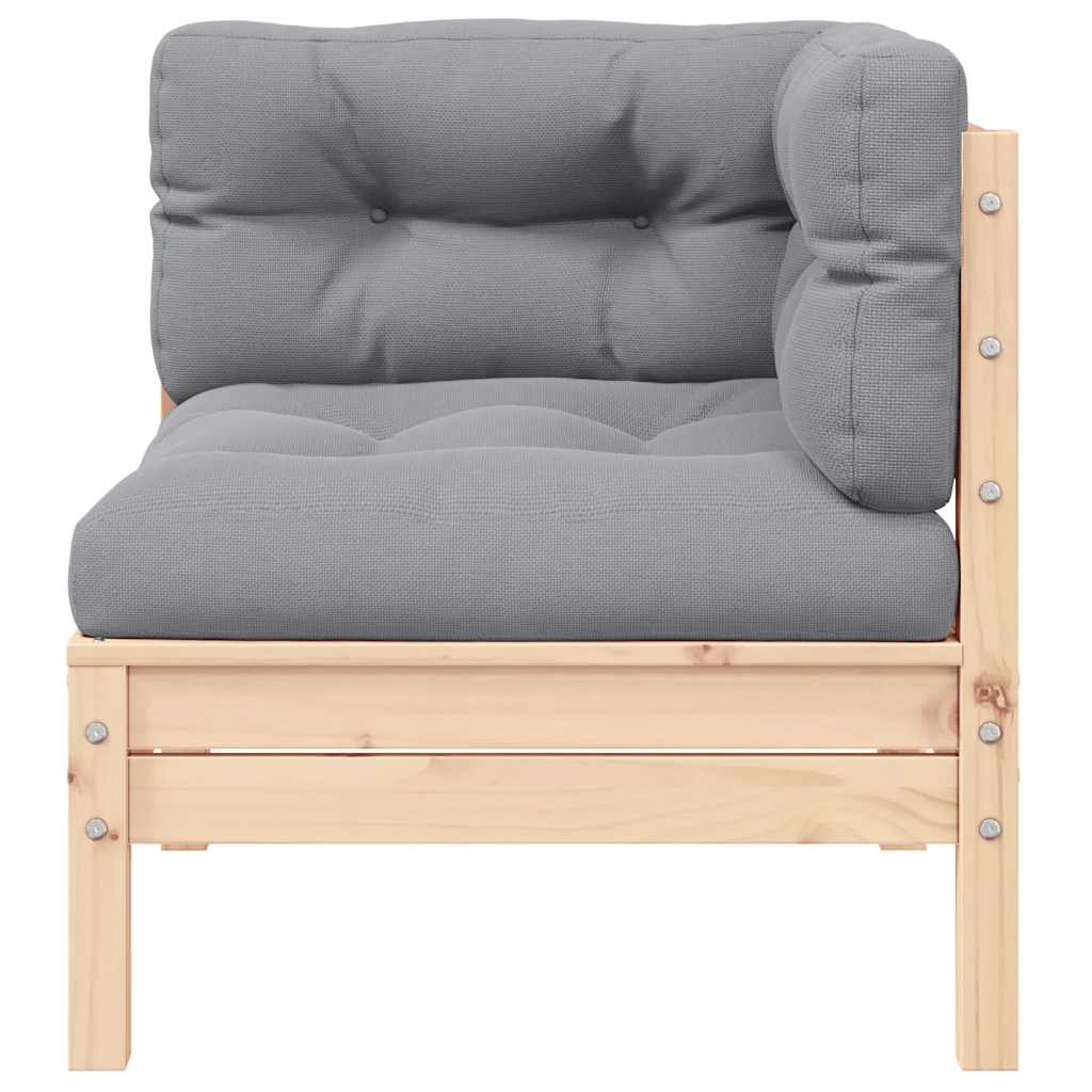 2-Seater Garden Sofa with Grey Cushions Solid Pinewood