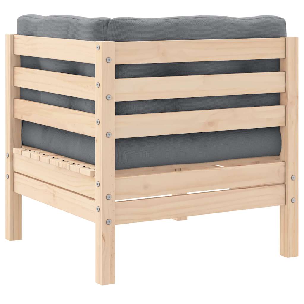 2-Seater Garden Sofa with Grey Cushions Solid Pinewood