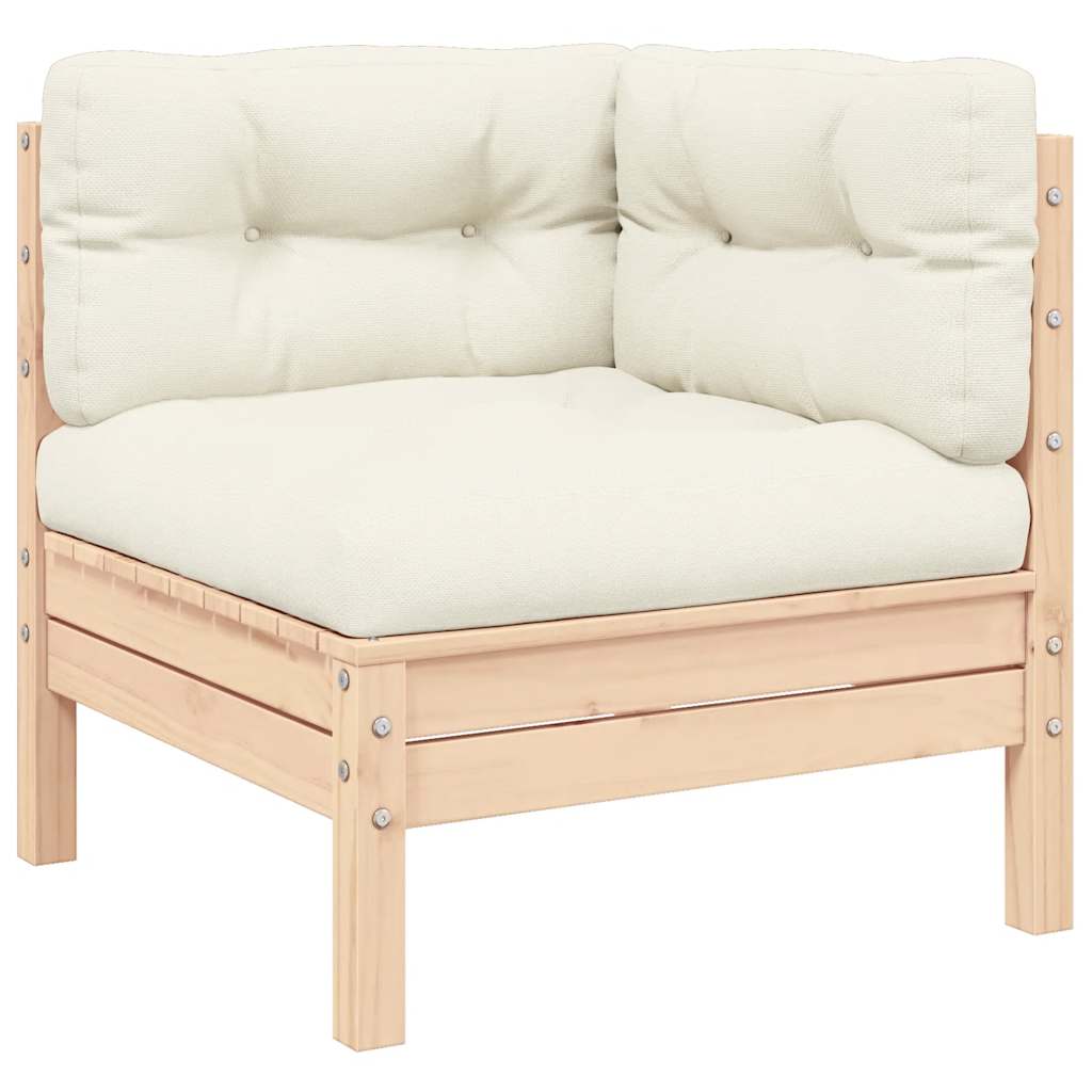 2-Seater Garden Sofa with Cream Cushions Solid Pinewood