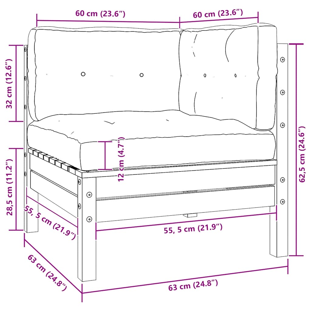 2-Seater Garden Sofa with Cream Cushions Solid Pinewood