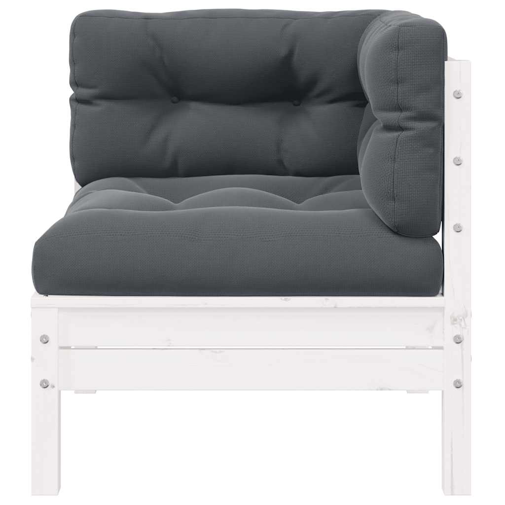 2-Seater Garden Sofa with Cushions White Solid Pinewood