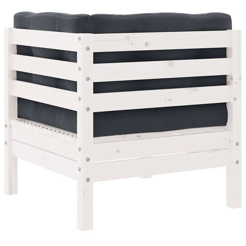 2-Seater Garden Sofa with Cushions White Solid Pinewood